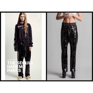 💕R13💕 Harem Sequin Pant ~ Drop Crotch Sweatpants Black XS NWOT